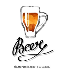 Beer mug vector silhouette isolated on white background. Oktoberfest beer drink vector. Beer pub alcohol illustration. Calligraphic beer design.