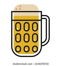 Ilustración simple del vector de la taza de cerveza aislada en un fondo blanco.