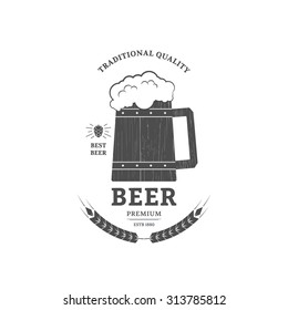 Beer mug vintage logo or label design.