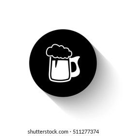 Beer mug - white vector  icon with shadow