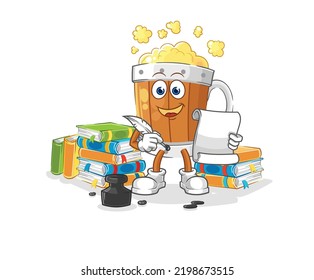 the beer mug writer vector. cartoon character