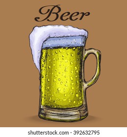 Beer mug.Full beer mug with foam.