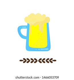 BEER MUG-hand drawn vector illustration. Cartoon style. Isolated on white background. Desing for banner, poster, greeting cards, invitation to party. EPS 10
