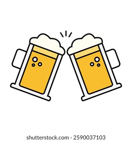 Beer Mugs Cheers Icon. Vector.