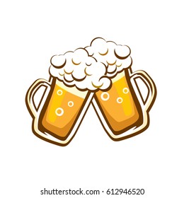 Beer mugs. Flat icon decoration. Vector illustration. Good for design.