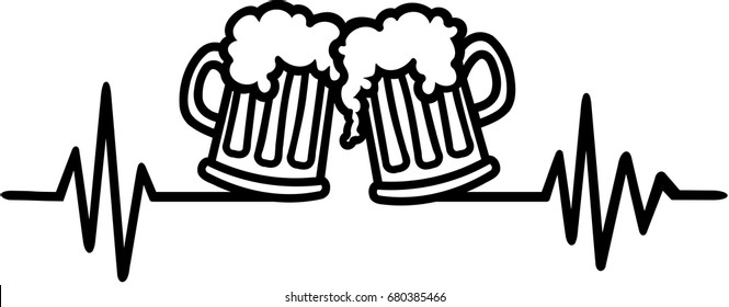 Beer mugs heartbeat graph