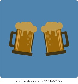 beer mugs icon on dark blue background. vector-illustration in flat icon style.