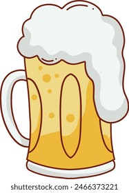 Beer Mugs Illustration with Cartoon Style. Isolated on White Background.