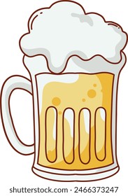 Beer Mugs Illustration with Cartoon Style. Isolated on White Background.