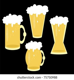 beer mugs on black background