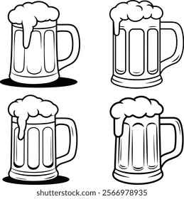 beer mugs vector silhouettes icon