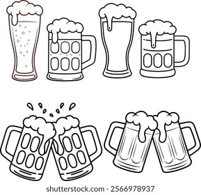 beer mugs vector silhouettes icon