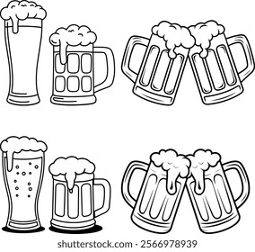 beer mugs vector silhouettes icon