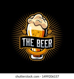 Beer music illustration logo design. Bar logo template