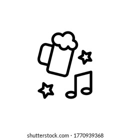 Beer, music, party icon. Simple line, outline vector elements of international beer day icons for ui and ux, website or mobile application