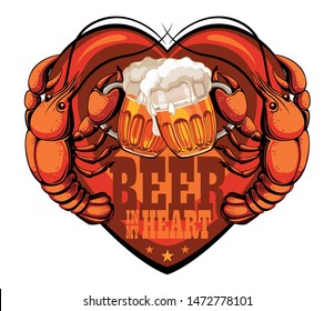 Beer in my heart. Sign. Vector graphics.