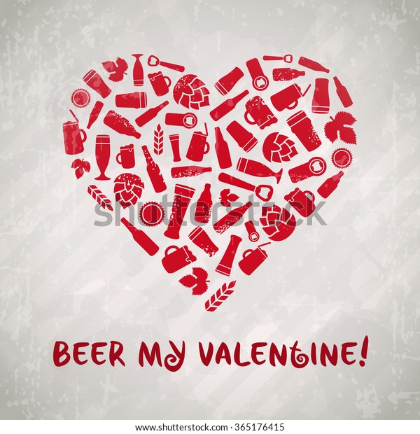 Beer My Valentine Valentines Day Craft Stock Vector Royalty Free