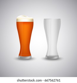 Beer narrow glass empty and full template