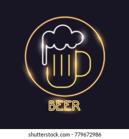 Beer neon lights icon