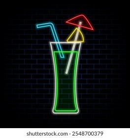 Beer neon sign, glowing board, light strip. Beer logo, emblem.