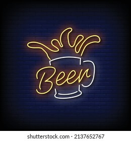 Beer Neon Signs Style Text Vector