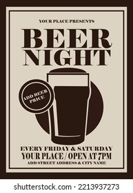 beer night happy hour party poster flyer social media post design