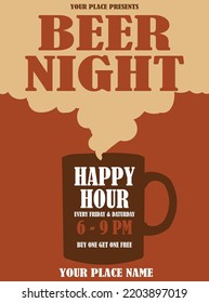 beer night happy hour poster flyer social media post design