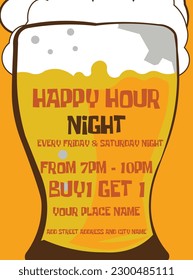 beer night happy hour poster flyer social media post design