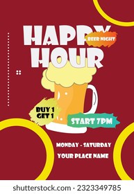 beer night party happy hour flyer poster social media post design