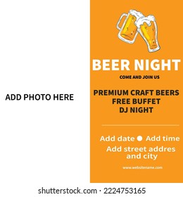 beer night poster flyer or social media post template design