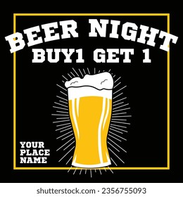 Beer night poster flyer social media post design
