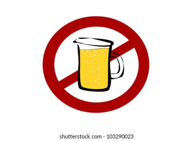 beer not allowed sign with red circle and bar symbol