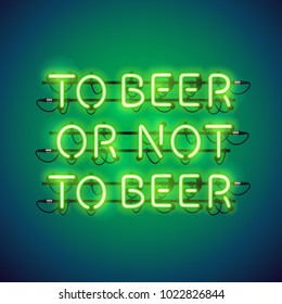 To beer or not to beer glowing neon sign makes it quick and easy to customize your fun projects. Each of object is named and placed in a symbol panel. Used neon vector brushes are included.