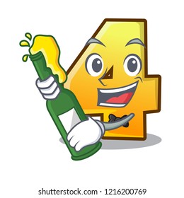 With beer number four isolated on the mascot