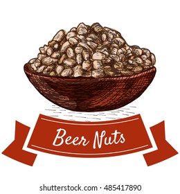Beer nuts illustration. Vector colorful  illustration of salted nuts.