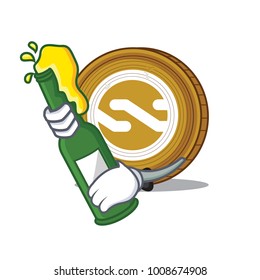 With beer Nxt coin mascot cartoon