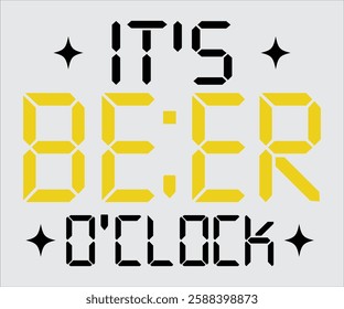 It's Beer O'Clock  Retro,Beer Svg,Drink T-shirt,Retro, Beer Quotes, Alcohol Svg,Beer Glass, Beer Season shirt, Silhouette, Cut file