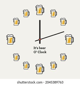 Beer O'clock Vector Design Funny Print