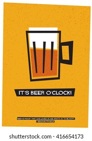 It's Beer o'Clock! (Vector Illustration Design Concept) 