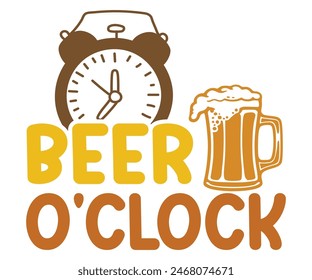 Beer O'clock,Beer Svg,Drink T-shirt,Retro,Beer Quotes,Alcohol Svg,Beer Glass,Beer Season Svg,Silhouette,Cut file