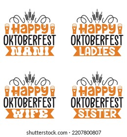 Beer Oktoberfest design concept illustration Hand drawn. Oktoberfest T shirt And SVG Design Bundle. Vector EPS Editable Files Bundle.