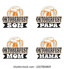 Beer Oktoberfest design concept illustration Hand drawn. Oktoberfest T shirt And SVG Design Bundle. Vector EPS Editable Files Bundle.