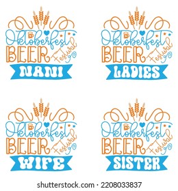 Beer Oktoberfest design concept illustration Hand drawn. Oktoberfest T shirt And SVG Design Bundle. Beer SVG Quotes t shirt Design, Vector EPS Editable Files Bundle.