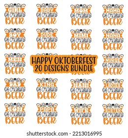 Beer Oktoberfest design concept illustration Hand drawn. Oktoberfest T shirt And SVG Design Bundle. Beer SVG Quotes t shirt Design, Vector EPS Editable Files Bundle.