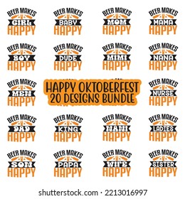 Beer Oktoberfest design concept illustration Hand drawn. Oktoberfest T shirt And SVG Design Bundle. Beer SVG Quotes t shirt Design, Vector EPS Editable Files Bundle.