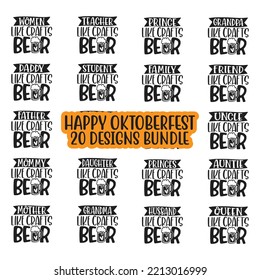 Beer Oktoberfest design concept illustration Hand drawn. Oktoberfest T shirt And SVG Design Bundle. Beer SVG Quotes t shirt Design, Vector EPS Editable Files Bundle.