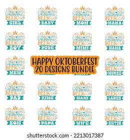 Beer Oktoberfest design concept illustration Hand drawn. Oktoberfest T shirt And SVG Design Bundle. Vector EPS Editable Files Bundle.