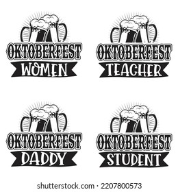 Beer, Oktoberfest t shirt design bundle. Oktoberfest SVG Bundle Beer Svg, Women's Oktoberfest Shirt, Girl Beer Design, Prost, Pretzels and Beer, Vector EPS Editable Files Bundle.