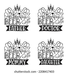 Beer, Oktoberfest t shirt design bundle. Oktoberfest handwritten lettering. Beer Festival celebration Vector Design. Vector EPS Editable Files Bundle.