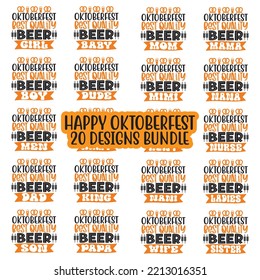 Beer, Oktoberfest t shirt design bundle. Oktoberfest handwritten lettering. Beer Festival celebration Vector Design. Vector EPS Editable Files Bundle.